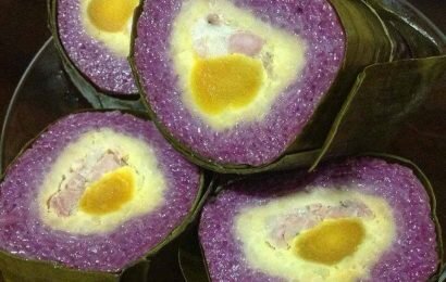 Cách làm bánh tét lá cẩm hột vịt muối cực ngon khó mà chối từ Cách làm bánh tét lá cẩm hột vịt muối cực ngon khó mà chối từ