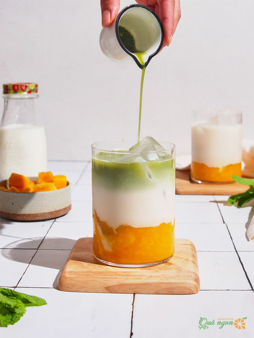 image cong thuc pha che mango iced matcha latte 165721152027614 Em Vào Bếp